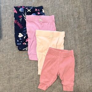 Set of Four Baby Leggings - Floral and Solid Colors
